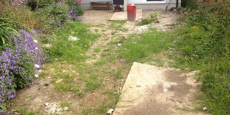 Henleaze garden before: bare, uneven ground