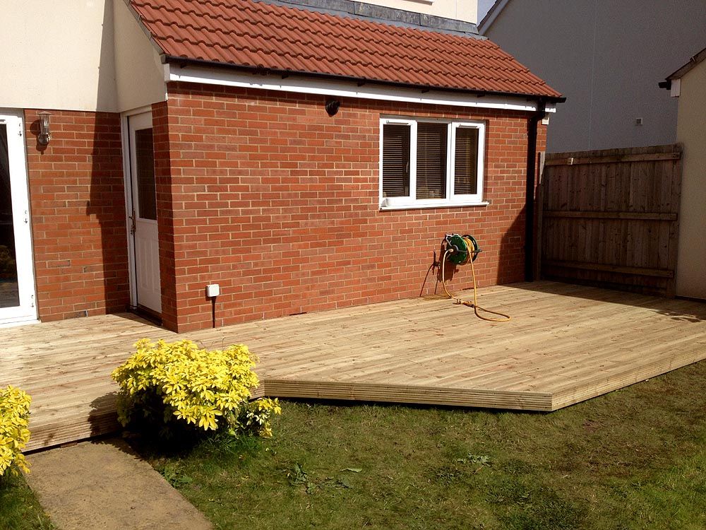 Portishead Marina after: finished decking beside the house