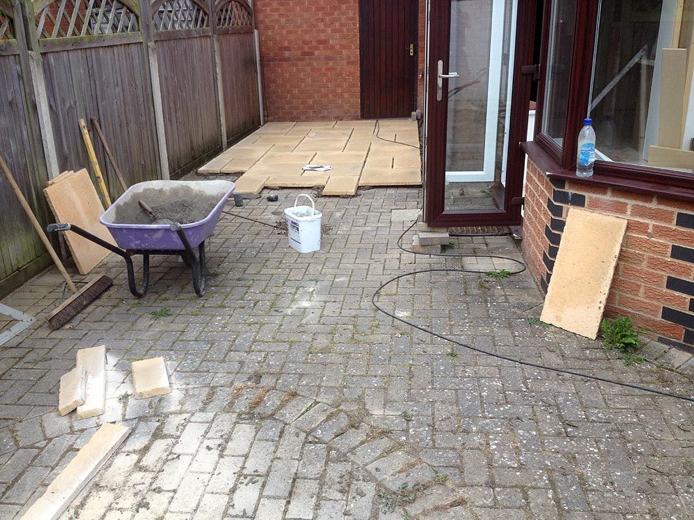 Nailsea before: old block paving being lifted